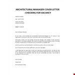 Architectural Manager cover letter example document template