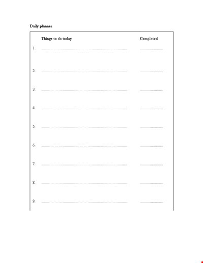 Sample Day Planner Template