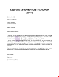 Executive Promotion Thank You Letter