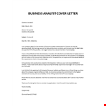 Business Analyst Cover Letter example document template