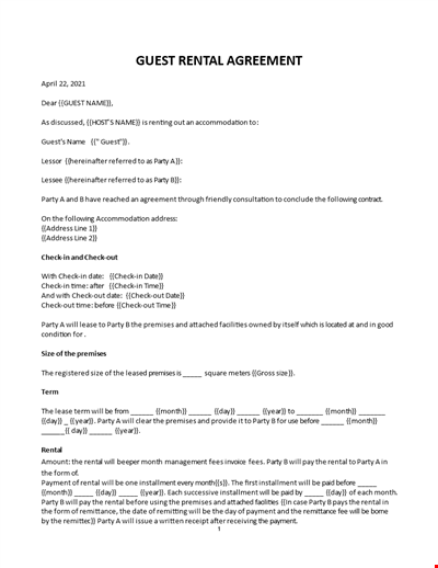 Vacation Rental Agreement