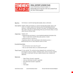 Elementary History Lesson Plan example document template