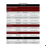 Client Contact List Template example document template
