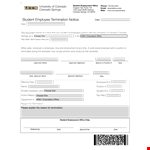 Student Employee Termination Notice in Colorado | Employee Employment example document template 