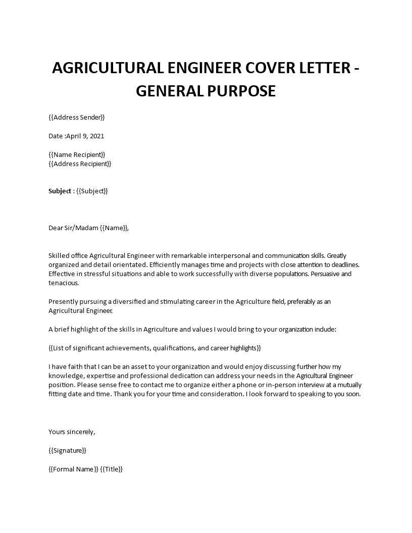 application letter for agriculture job