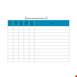General Household Task List Template example document template