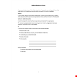 HIPAA Release Form example document template