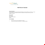 Mini Resume Example example document template