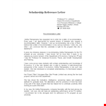 Scholarship Reference Letter From Professor Doc example document template 