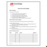 Emergency Disaster Recovery Plan Template - Comprehensive Section example document template