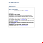 Oaaa E Weekly Newsletters example document template