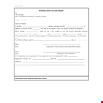 Simple Authorization Letter For Cash Deposit example document template 