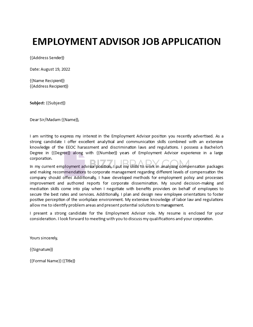 hr advisor job application