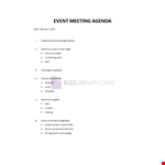 Agenda Template for Event Meeting example document template 