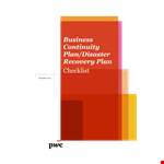 Disaster Recovery Plan Checklist Template for Business Continuity - PricewaterhouseCoopers example document template