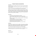 PC Repair Technician Job Description example document template