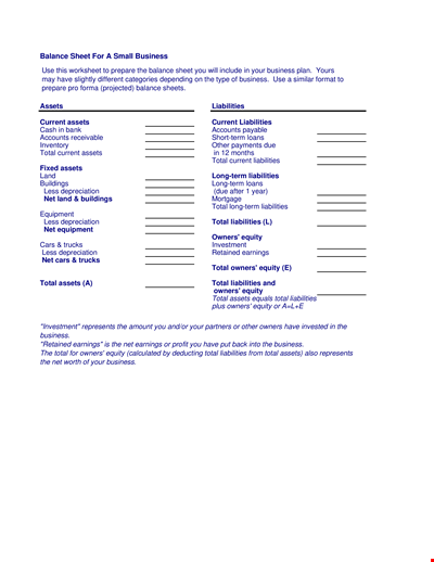 Business Sheet: Manage Your Business's Total Liabilities, Assets, and Owners