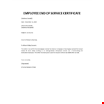 Employee end of service certificate example document template 