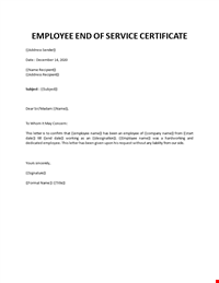 Employee end of service certificate
