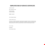 Employee end of service certificate example document template