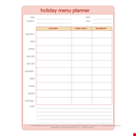Plan Delicious Holiday Meals with our Meal Planning Template example document template