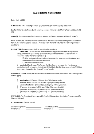 Rental Agreement Template