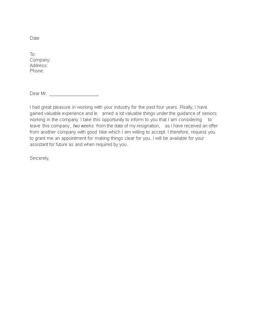 Two Weeks Notice Sample Letter two-weeks-notice-sample-letter