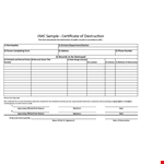 Printable Certificate Of Destruction example document template