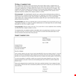 Consumer Affairs Complaint Letter example document template