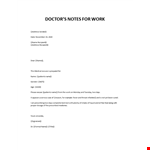 Doctors note for work example document template 