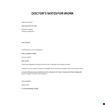 Doctors note for work example document template