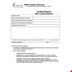 Nursing Incident example document template