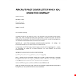 Aircraft Pilot cover letter example document template