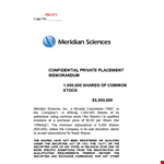 Private Placement Memorandum Template for Company Shares example document template