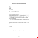 Visa Application Letter example document template