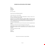 Visa Application Letter example document template 