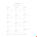 Organize Your Contacts with Our Customer Contact List Template example document template