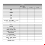 Yahtzee Score Sheets - Record Scores, Totals, and Sections | Yahtzee example document template