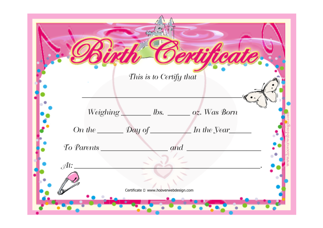 Image 12 for Girl Birth Certificate Template