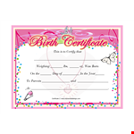Customizable Girl Birth Certificate Template for Free | Create Beautiful Birth Certificates example document template 