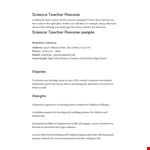 Science Teacher Resume Example example document template