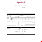 Job Application Form for Yogurtland | Employment and Address Information example document template