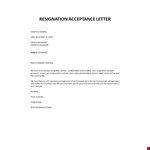 Sample resignation acceptance letter example document template