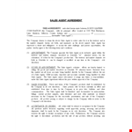 Sales Agent Agreement Template for Company: Sales Agreement with Agent example document template
