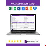 College schedule Spreadsheet example document template