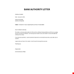 Bank Authority Letter example document template