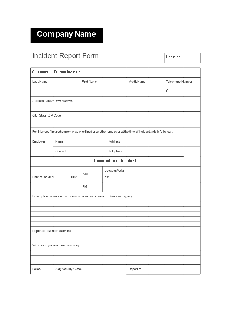 Free Incident Report Template - Easily Record Incidents