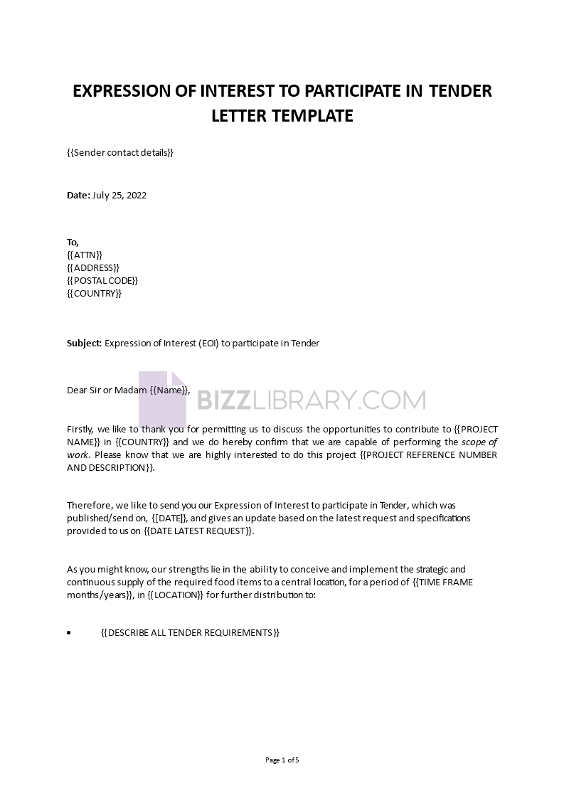 expression of interest letter template