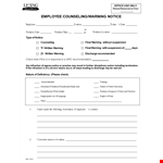 Correcting Employee Behavior - Warning Notice & Training | Company Name example document template