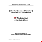 Efficient Disaster Recovery Plan Template for Safety and Emergency Department Information - WUSTL example document template